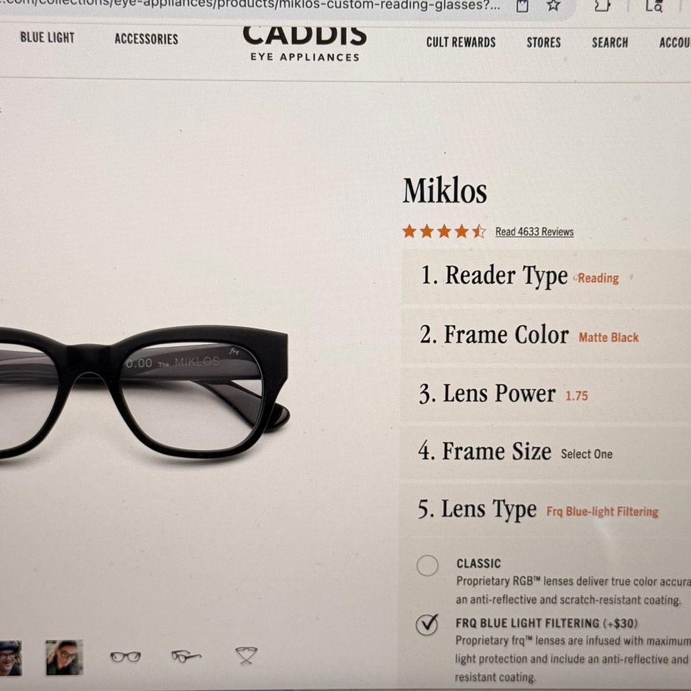 Miklos Black Reading Glasses